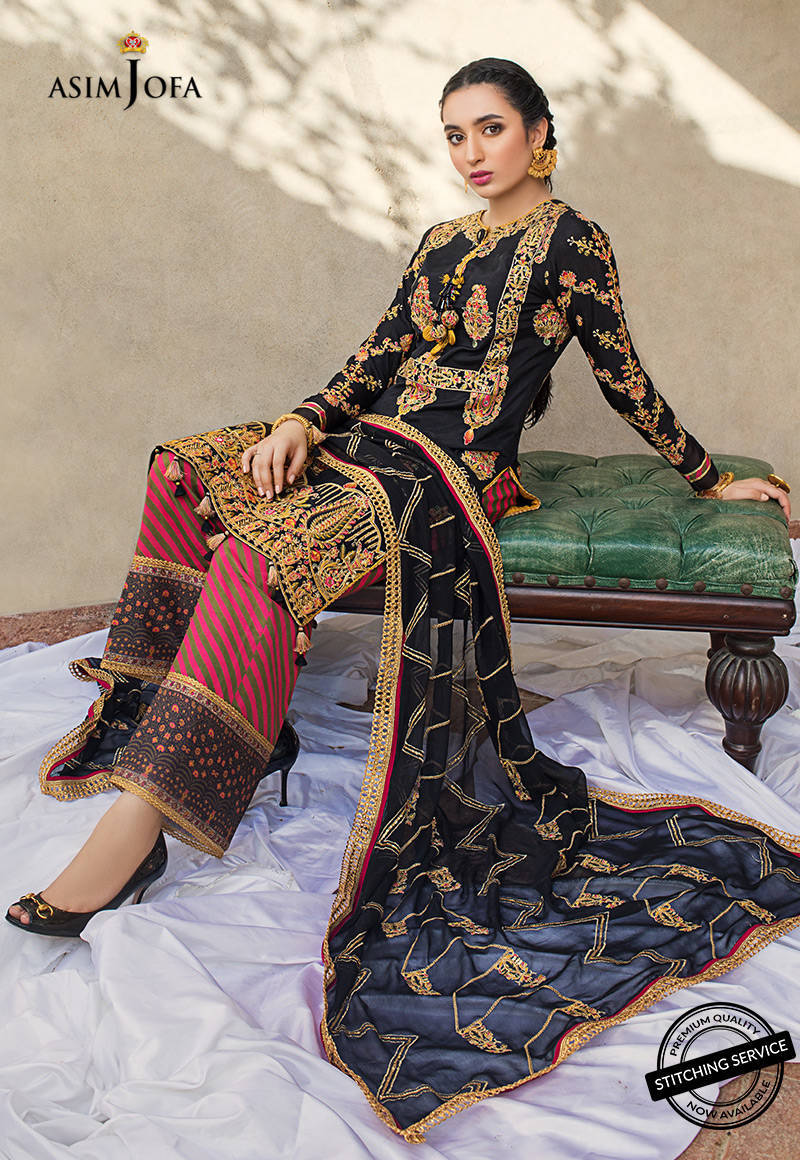 AJLE-15 | Asim Jofa Chiffon Collection 2021 Limited Edition Vol 2 | Unstitched Embroidered Chiffon Suits