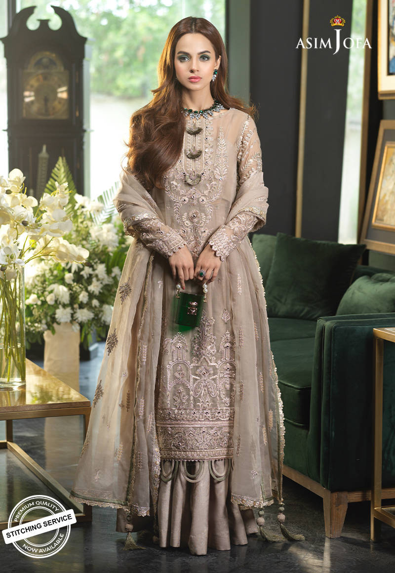 AJN-14 | Asim Jofa Ishq-e-Naubahar Collection 2021 | Unstitched Embroidered Organza Suits
