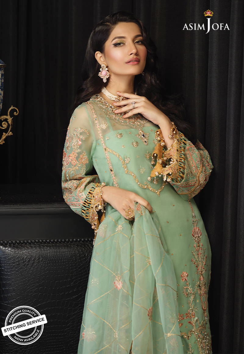 AJN-18 | Asim Jofa Ishq-e-Naubahar Collection 2021 | Unstitched Embroidered Organza Suits