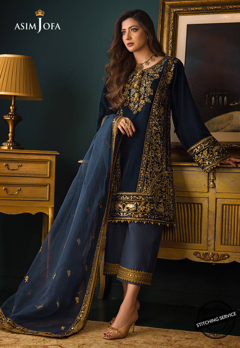 AJMR-09 | Asim Jofa Makhmal Royal Valvet Collection 2021 | Unstitched Valvet Suits