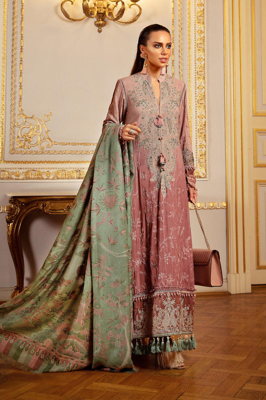 DL-904-Ash Pink | Maria B Winter Linen Unstitched Collection 2021 | Unstitched Embroidered Linen Suits