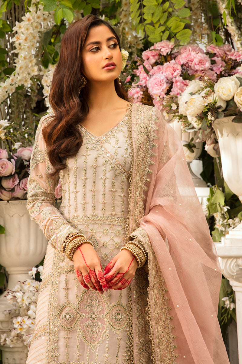 KF-01 MINAIL | Qalamkar Khaab Festive Formal Collection 2022 | Luxury Embroidered Unstitched Chiffon Suits