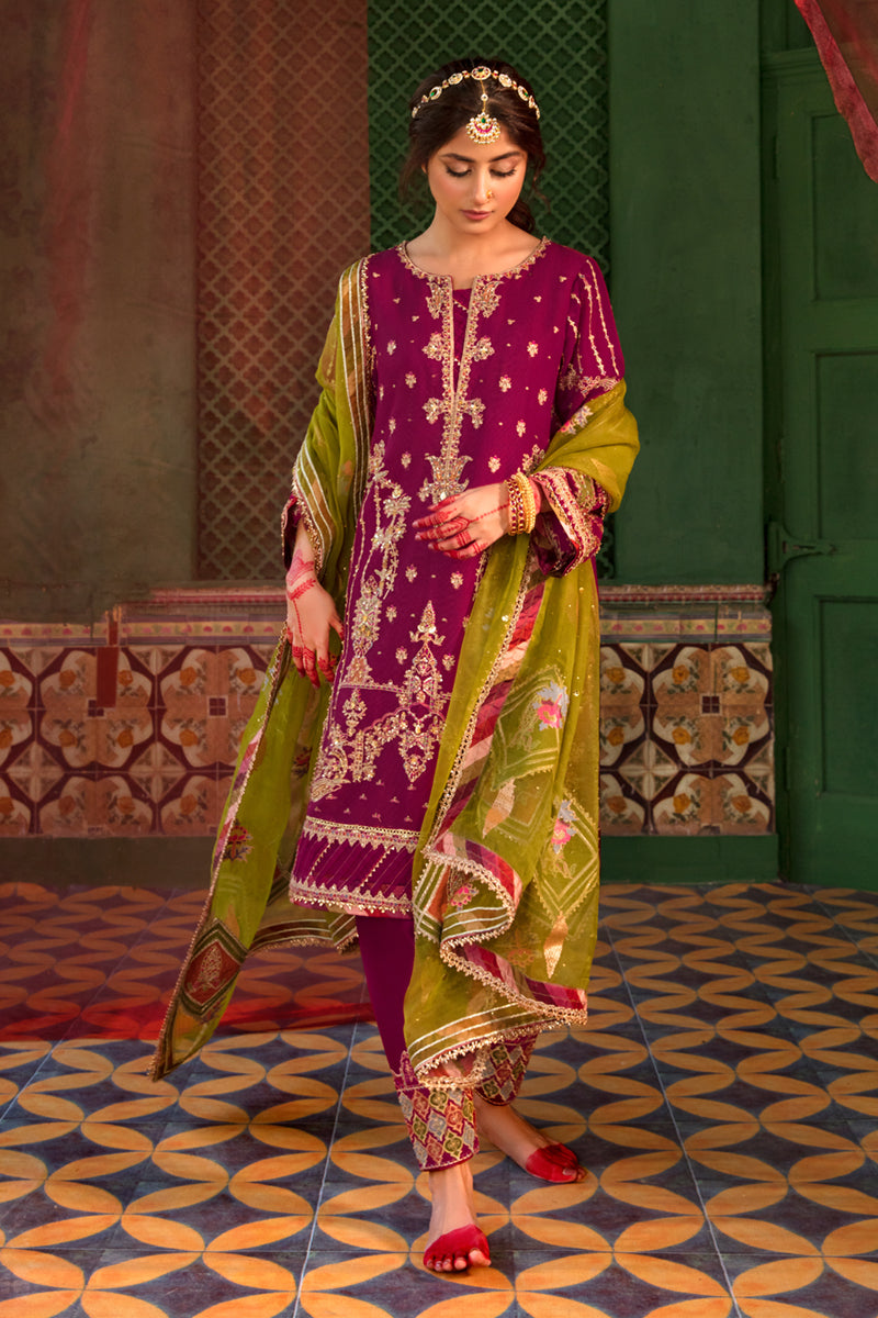 KF-06 AARMISH | Qalamkar Khaab Festive Formal Collection 2022 | Luxury Embroidered Unstitched Chiffon Suits