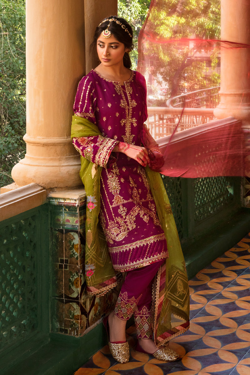 KF-06 AARMISH | Qalamkar Khaab Festive Formal Collection 2022 | Luxury Embroidered Unstitched Chiffon Suits