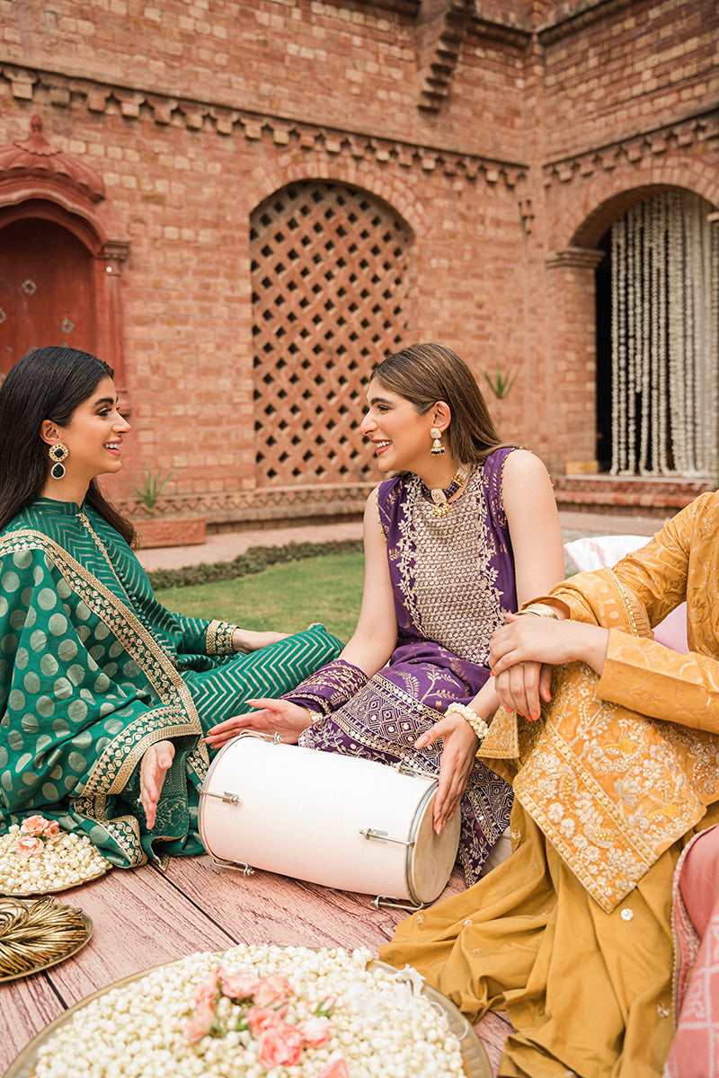 RANG-E ARGHAVANI-3PC | Cross Stitch The Bride Tribe Wedding Festive Collection 2022 | Unstitched Embroidered Jacquard Suits | Cross Stitch 2023