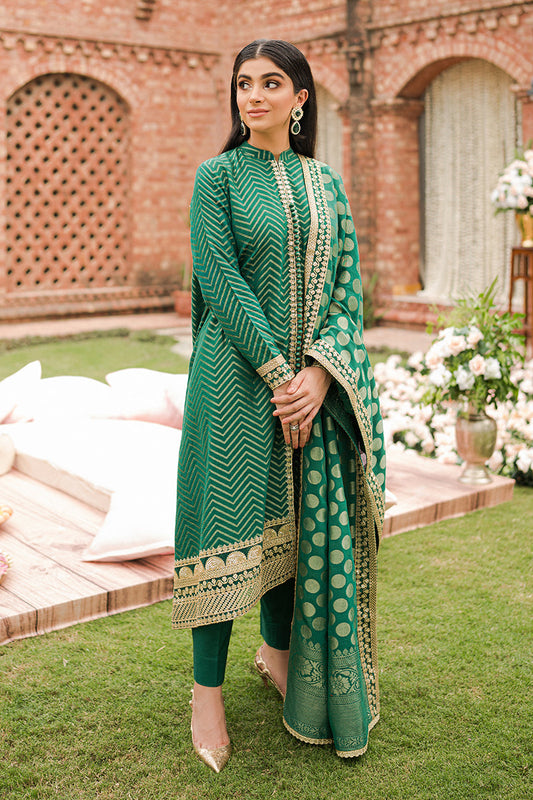 SANG-E YASHM-3PC | Cross Stitch The Bride Tribe Wedding Festive Collection 2022 | Unstitched Embroidered Jacquard Suits | Cross Stitch 2023