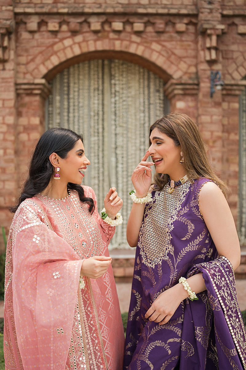 GUL-E MARJAAN-3PC | Cross Stitch The Bride Tribe Wedding Festive Collection 2022 | Unstitched Embroidered Jacquard Suits