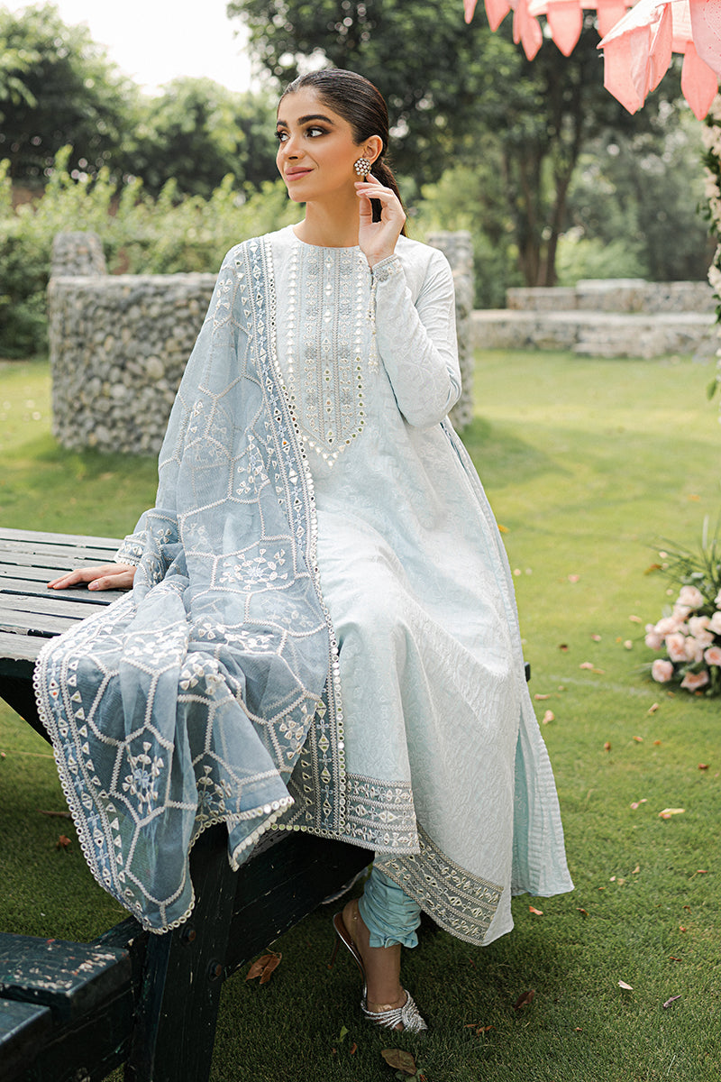 AAB-E HAYAAT-3PC | Cross Stitch The Bride Tribe Wedding Festive Collection 2022 | Unstitched Embroidered Jacquard Suits
