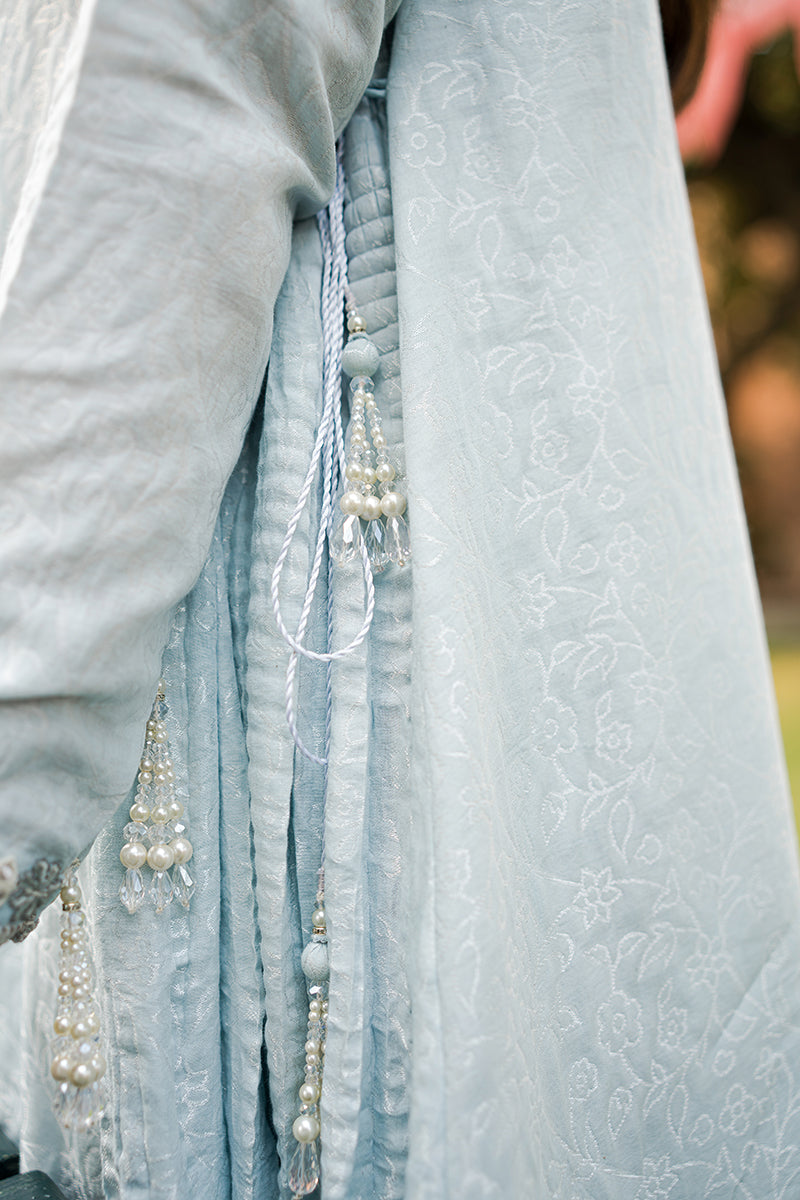 AAB-E HAYAAT-3PC | Cross Stitch The Bride Tribe Wedding Festive Collection 2022 | Unstitched Embroidered Jacquard Suits