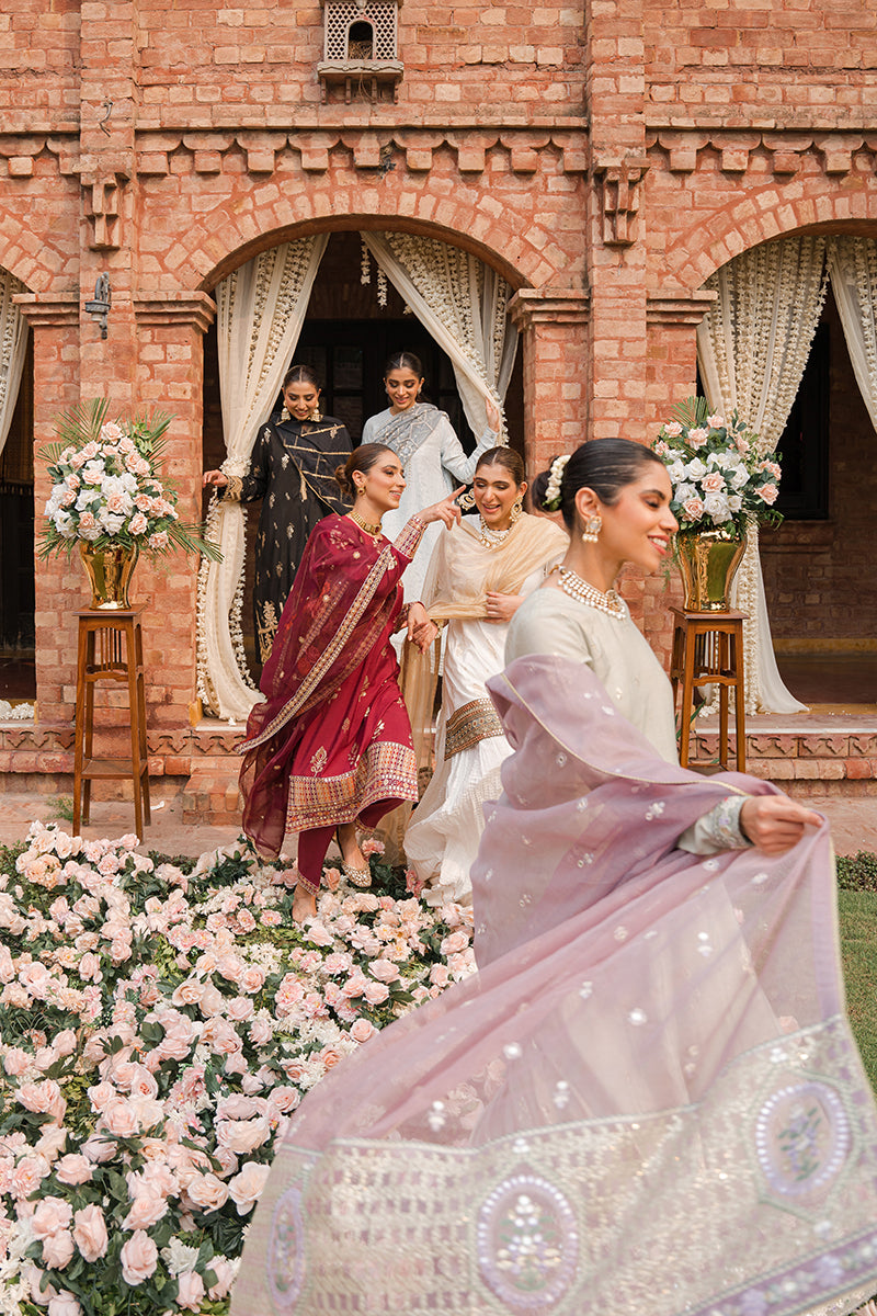 BARG-E KHAAM-3PC | Cross Stitch The Bride Tribe Wedding Festive Collection 2022 | Unstitched Embroidered Jacquard Suits