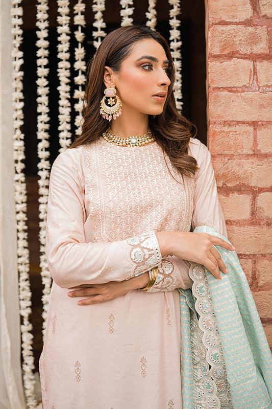 KHUSH REEKHT-3PC | Cross Stitch The Bride Tribe Wedding Festive Collection 2022 | Unstitched Embroidered Jacquard Suits| Cross Stitch 2023