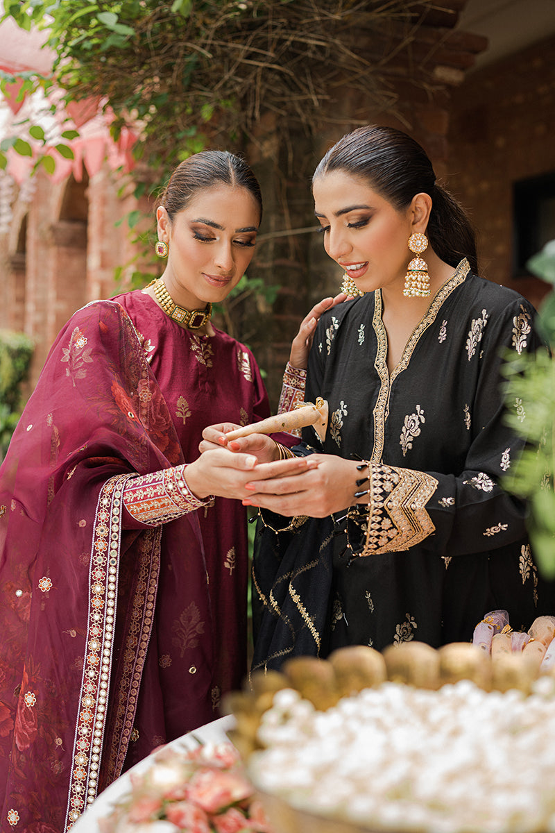 SYAH QURMAZI-3PC | Cross Stitch The Bride Tribe Wedding Festive Collection 2022 | Unstitched Embroidered Jacquard Suits | Cross Stitch 2023