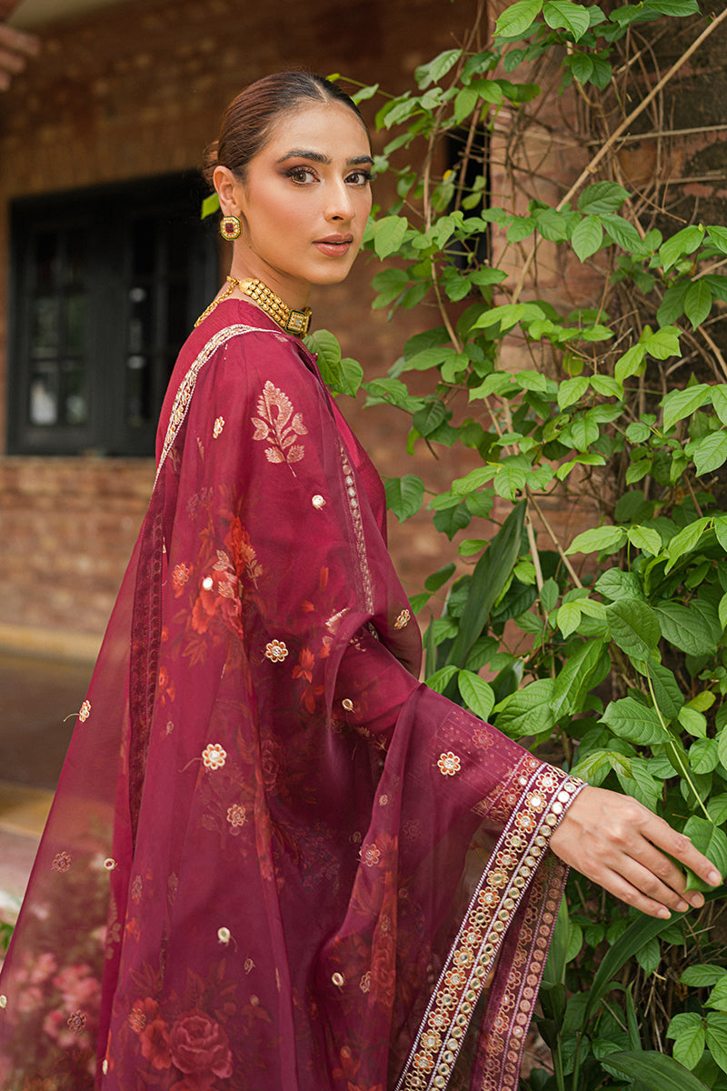 SYAH QURMAZI-3PC | Cross Stitch The Bride Tribe Wedding Festive Collection 2022 | Unstitched Embroidered Jacquard Suits | Cross Stitch 2023