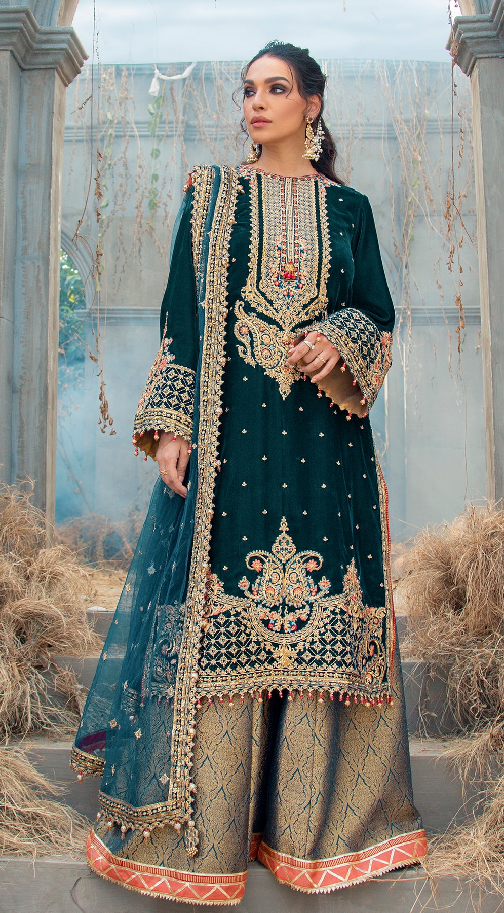 ELLANIE VL121-07 | Anaya by Kiran Chaudhry Velour De Fete '21 | Unstitched Embroidered Velvet Suits