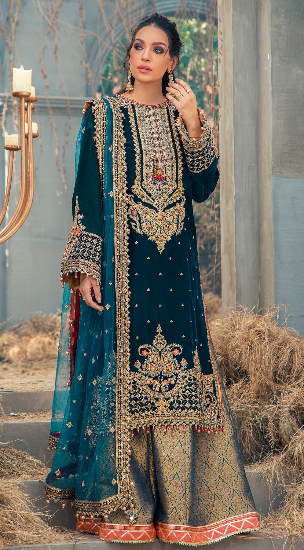ELLANIE VL121-07 | Anaya by Kiran Chaudhry Velour De Fete '21 | Unstitched Embroidered Velvet Suits