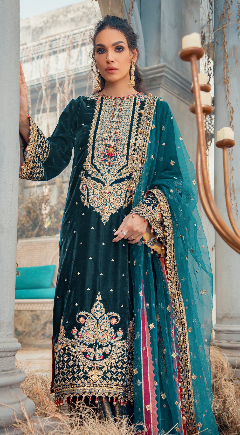 ELLANIE VL121-07 | Anaya by Kiran Chaudhry Velour De Fete '21 | Unstitched Embroidered Velvet Suits