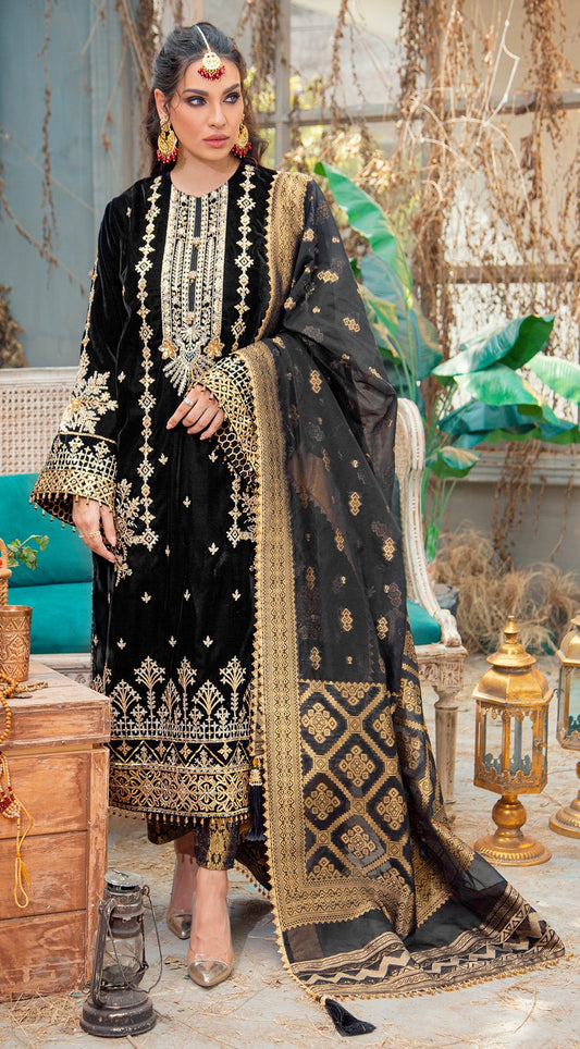 NOELLE VL121-02 | Anaya by Kiran Chaudhry Velour De Fete '21 | Unstitched Embroidered Velvet Suits