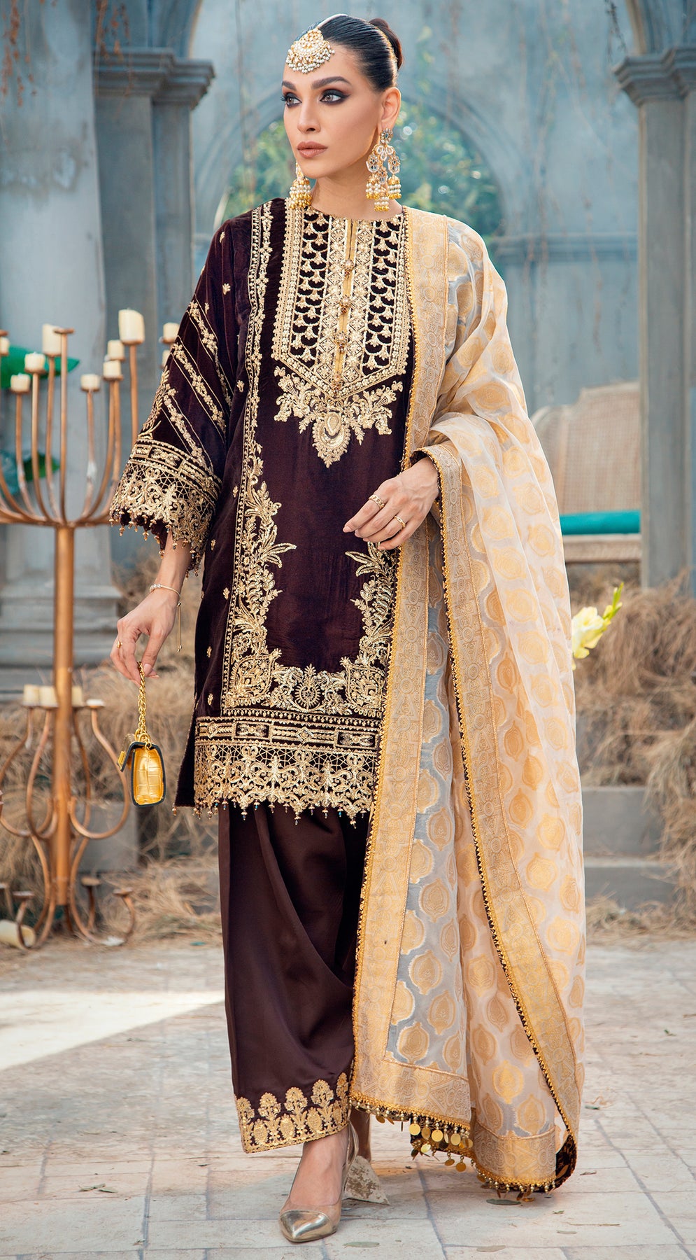 ELAN VL 121-03 | Anaya by Kiran Chaudhry Velour De Fete '21 | Unstitched Embroidered Velvet Suits