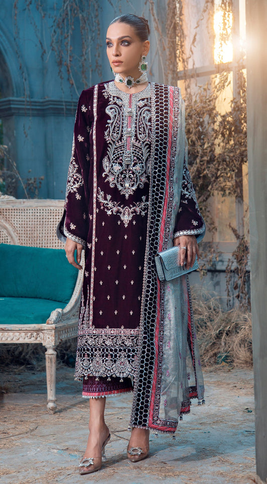 ZELDA VL121-04 | Anaya by Kiran Chaudhry Velour De Fete '21 | Unstitched Embroidered Velvet Suits