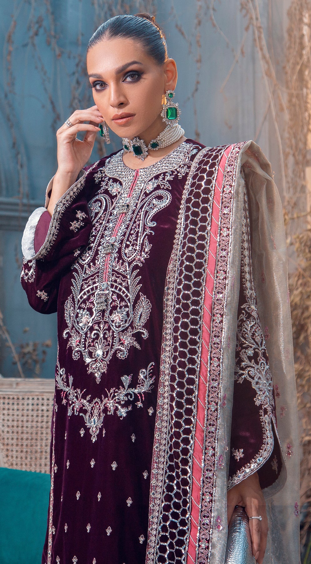 ZELDA VL121-04 | Anaya by Kiran Chaudhry Velour De Fete '21 | Unstitched Embroidered Velvet Suits