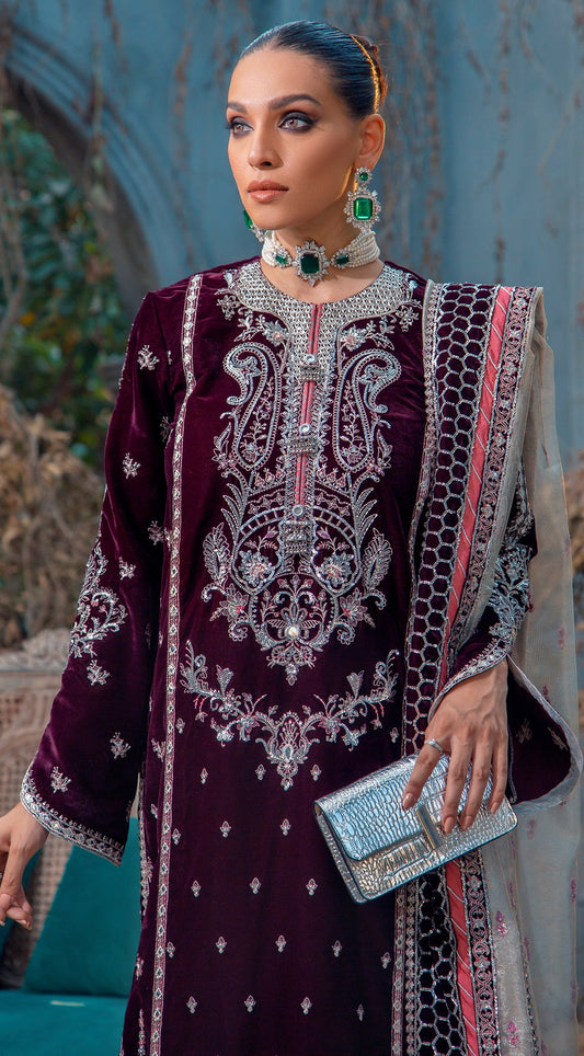 ZELDA VL121-04 | Anaya by Kiran Chaudhry Velour De Fete '21 | Unstitched Embroidered Velvet Suits