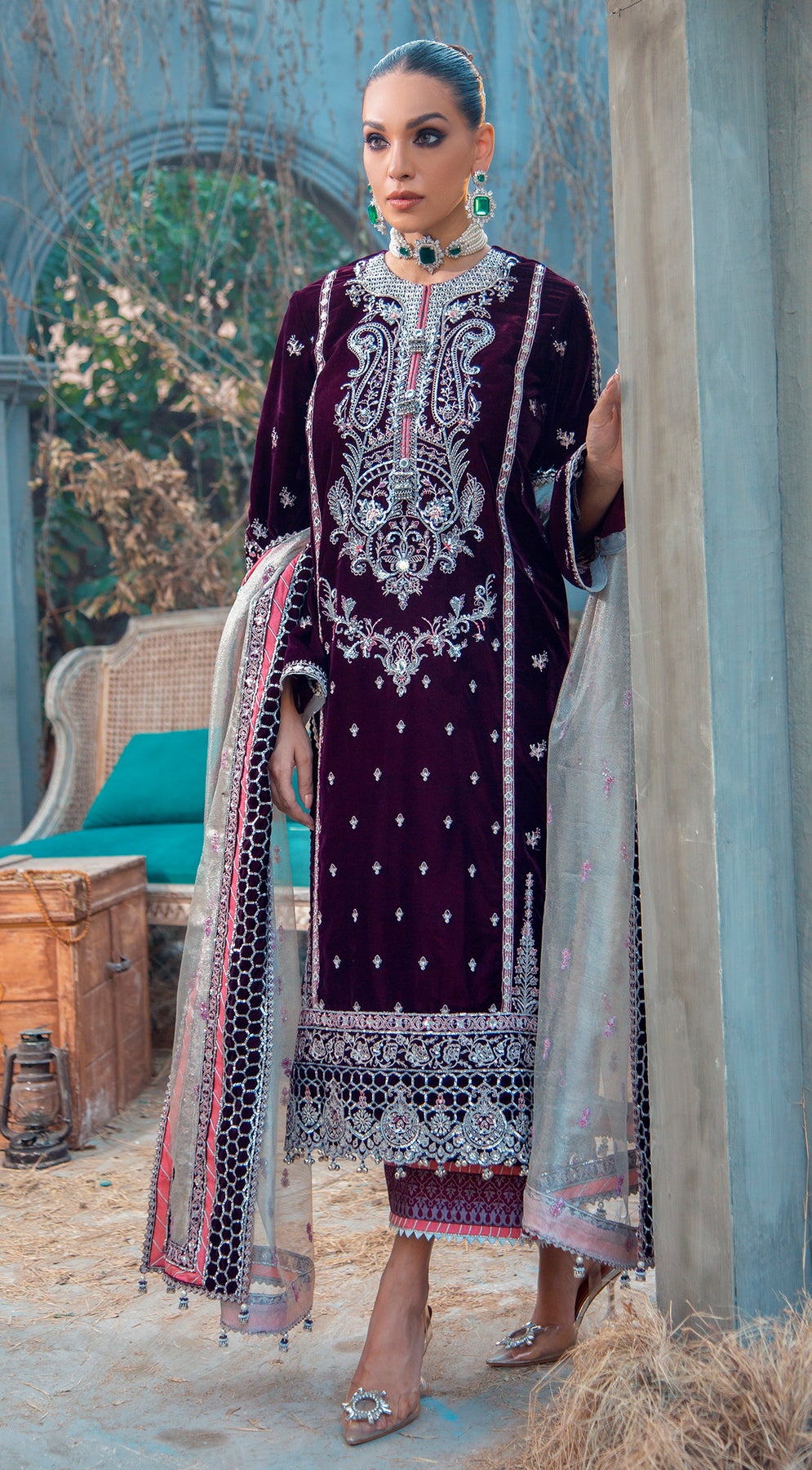 ZELDA VL121-04 | Anaya by Kiran Chaudhry Velour De Fete '21 | Unstitched Embroidered Velvet Suits