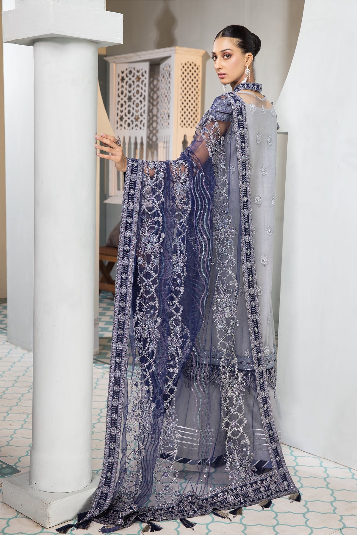 Aks | Alizeh Fashion Vasl-e-Meeras Festive Edition 2022 | Unstitched Embroidered Net Suits