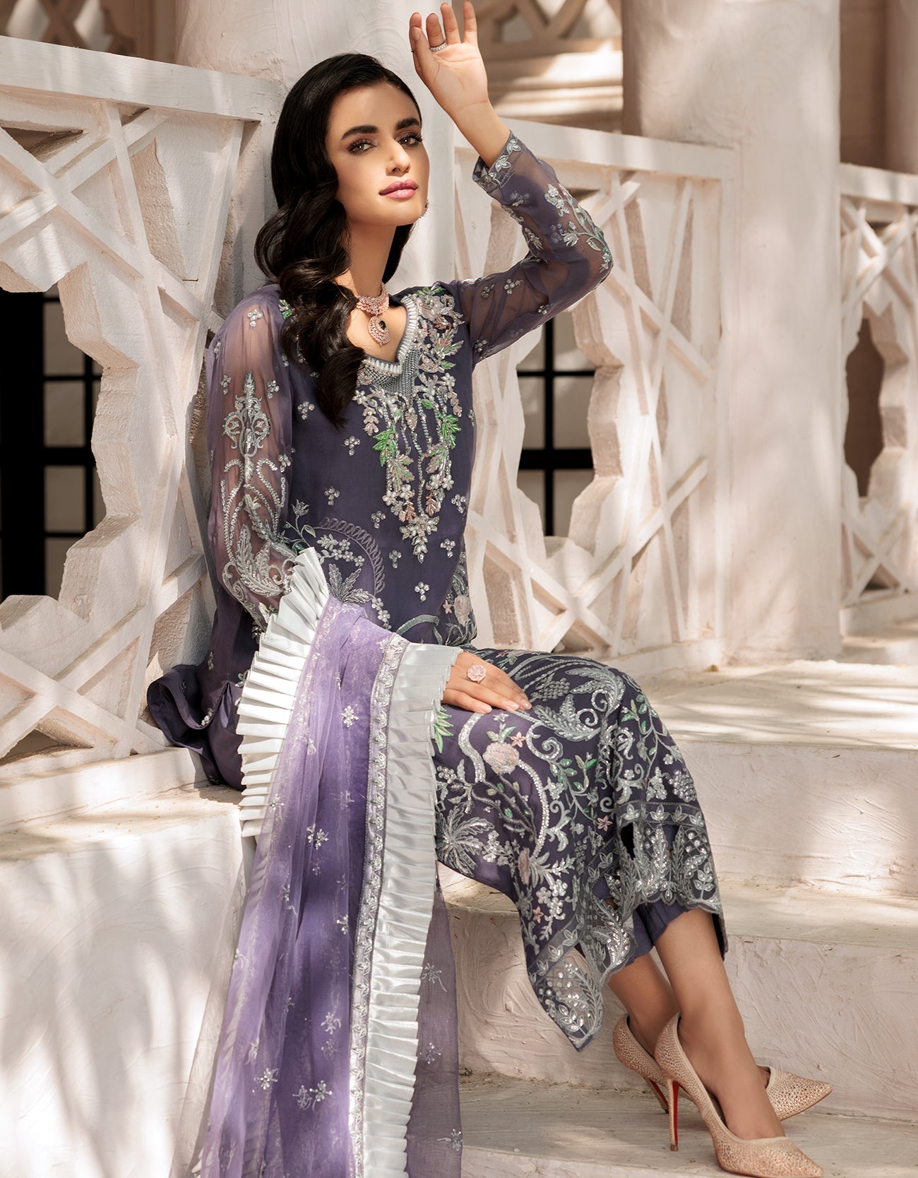 LF 502 | Emaan Adeel Le Festa Premium Collection 2022 Vol-5 | Unstitched Embroidered Organza Suit