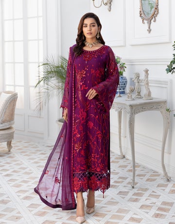LF 401 | Emaan Adeel Le Festa Premium Formals Vol 4 | Unstitched Embroidered Chiffon Suits