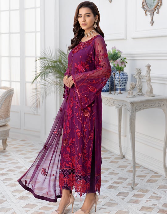 LF 401 | Emaan Adeel Le Festa Premium Formals Vol 4 | Unstitched Embroidered Chiffon Suits