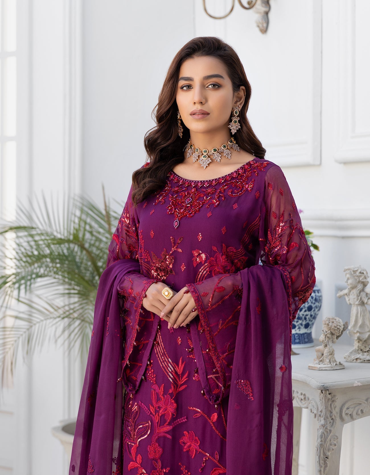 LF 401 | Emaan Adeel Le Festa Premium Formals Vol 4 | Unstitched Embroidered Chiffon Suits