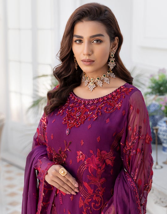 LF 401 | Emaan Adeel Le Festa Premium Formals Vol 4 | Unstitched Embroidered Chiffon Suits
