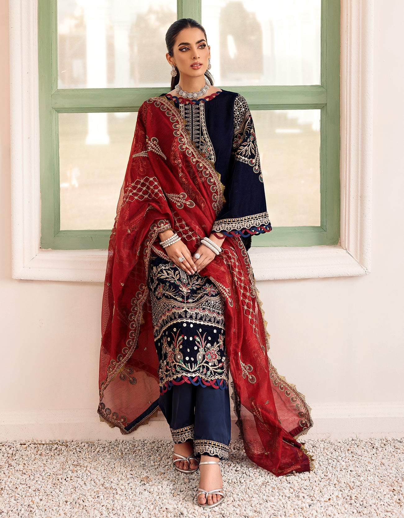 MK-301 | Emaan Adeel Makhmal Collection 2022 | Unstitched & Stitched Embroidered Valvet Suits
