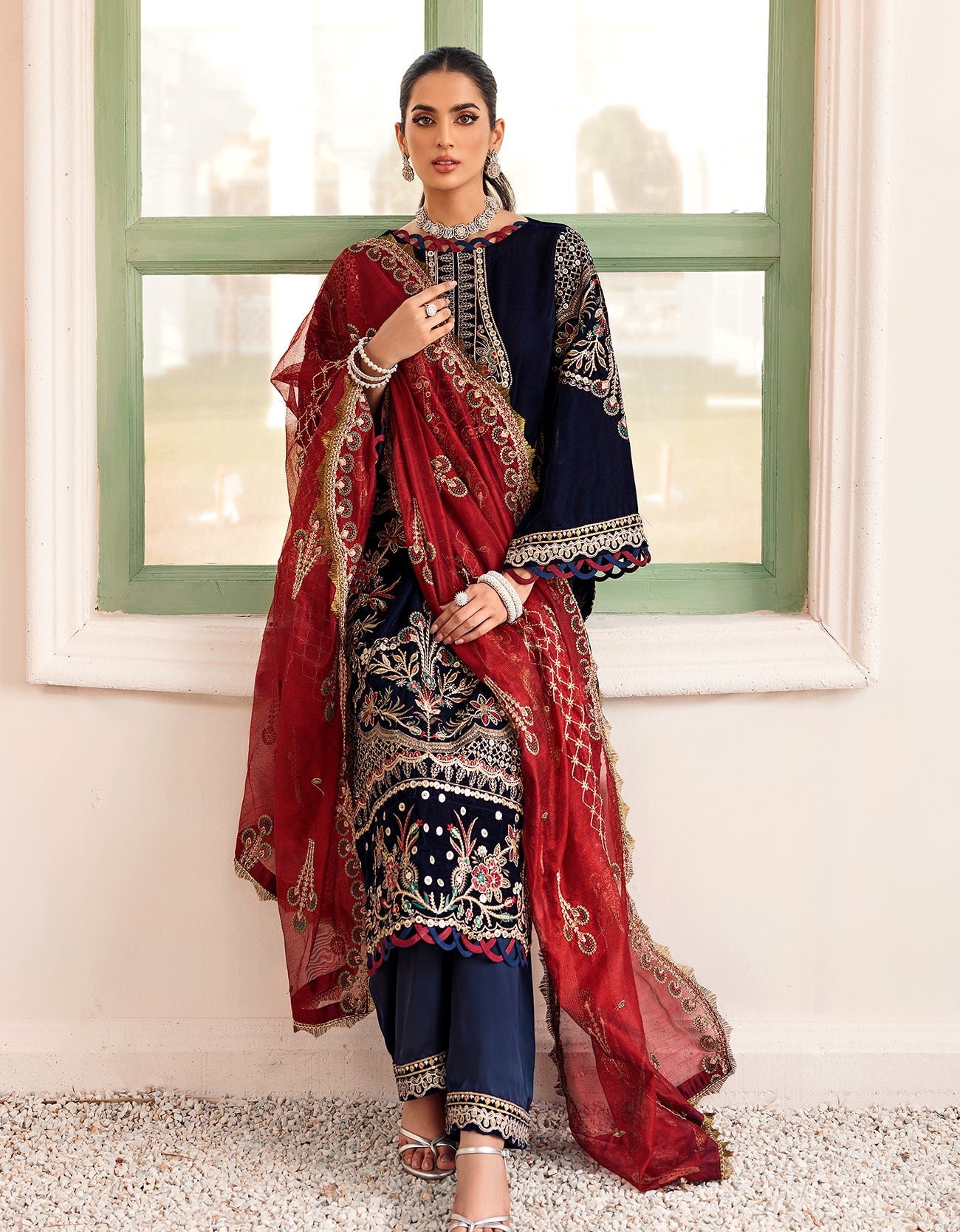 MK-301 | Emaan Adeel Makhmal Collection 2022 | Unstitched & Stitched Embroidered Valvet Suits