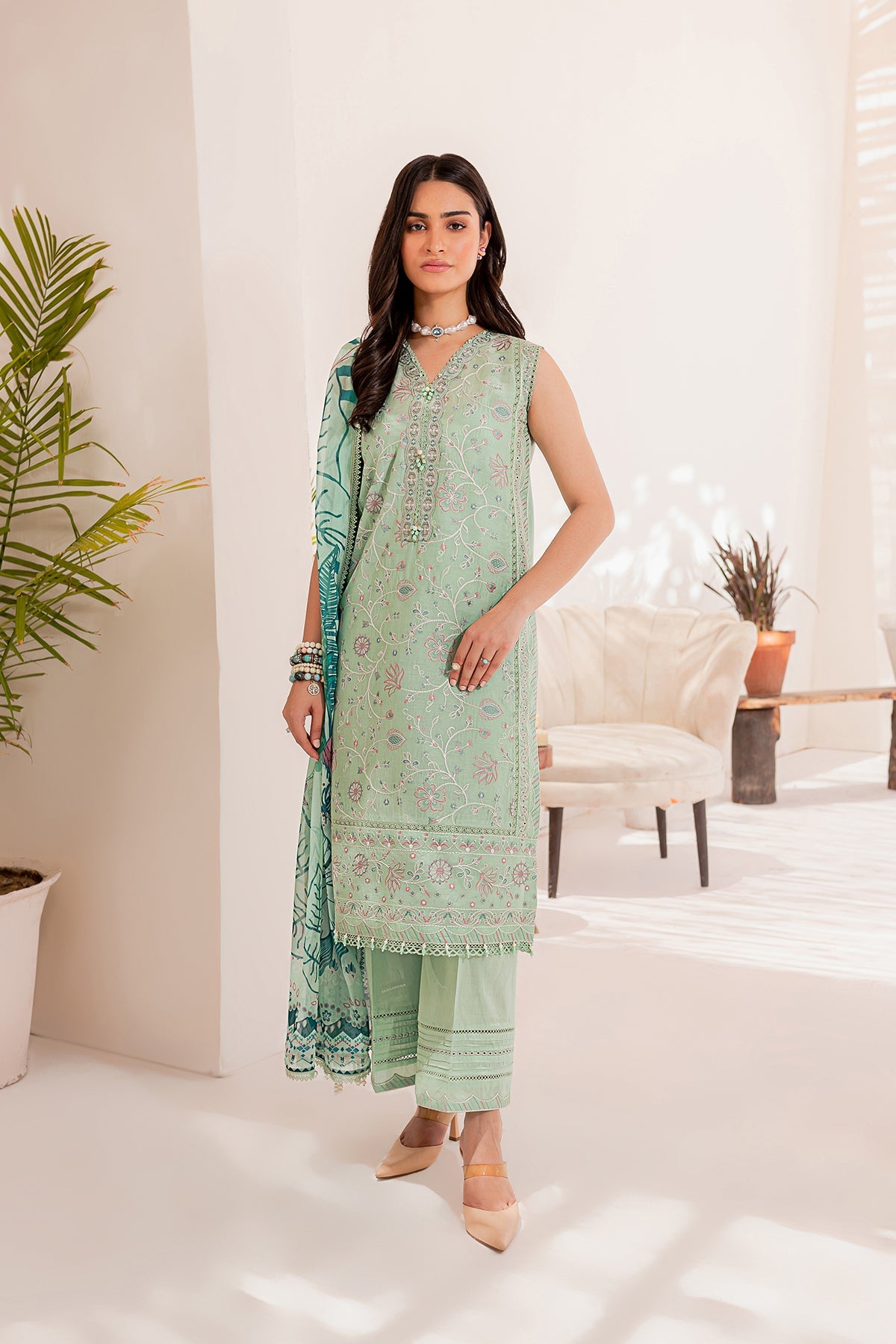 Eden Bloom| Farasha Mehak Festive Lawn SS 23 | Unstitched Embroidered Collection