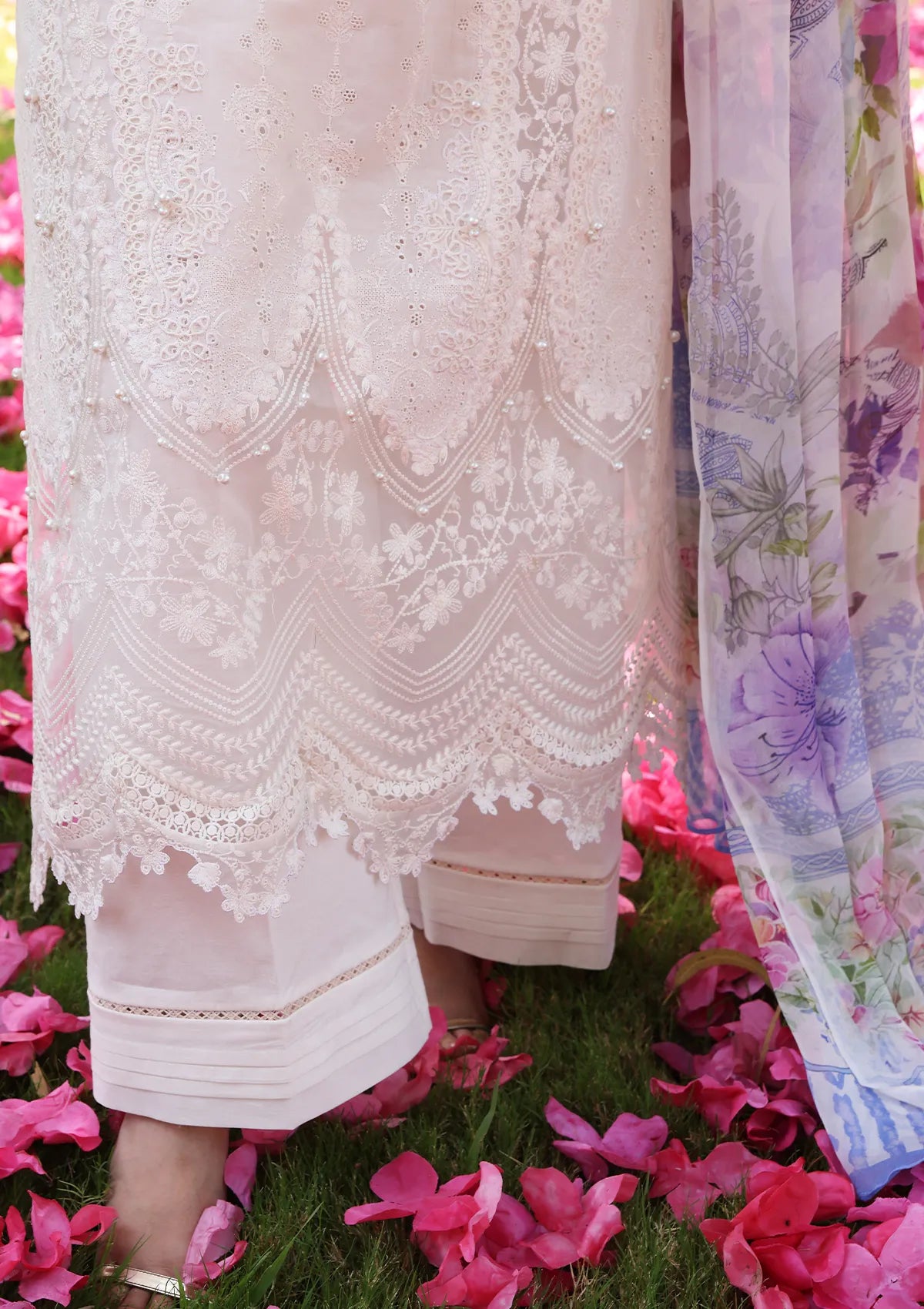 ECF-03 SNOW WHITE | Elaf Premium festive Chikankari collection2023