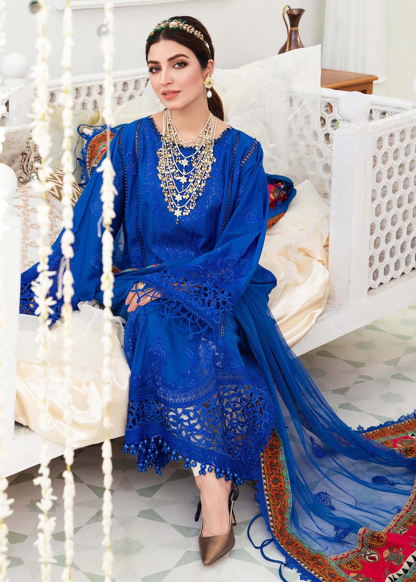 EL-22-08-Cobalt Blue | Maria.B. Lawn Eid Collection 2022 | Unstitched Embroidered Lawn Suit