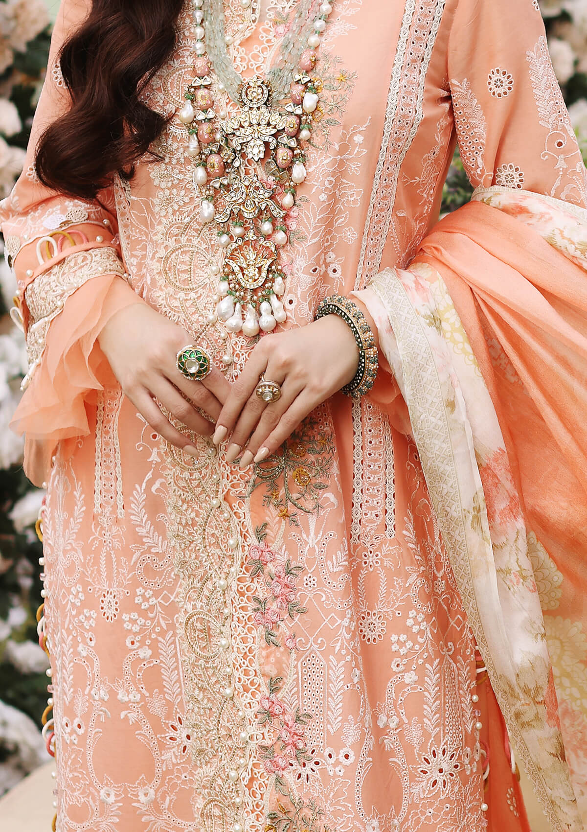 ELF-10B Sunset | Elaf Luxury Festive Lawn Collection 2022 | Unstitched Embroidered Lawn Suits