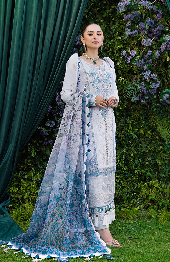3 Piece Unstitched Luxury Embroidered Lawn-MLL-23-11 | Alzohaib Mahiymaan Luxury Lawn Eid Collection23