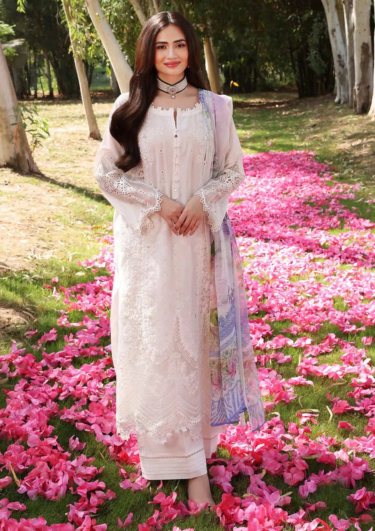ECF-03 SNOW WHITE | Elaf Premium festive Chikankari collection2023