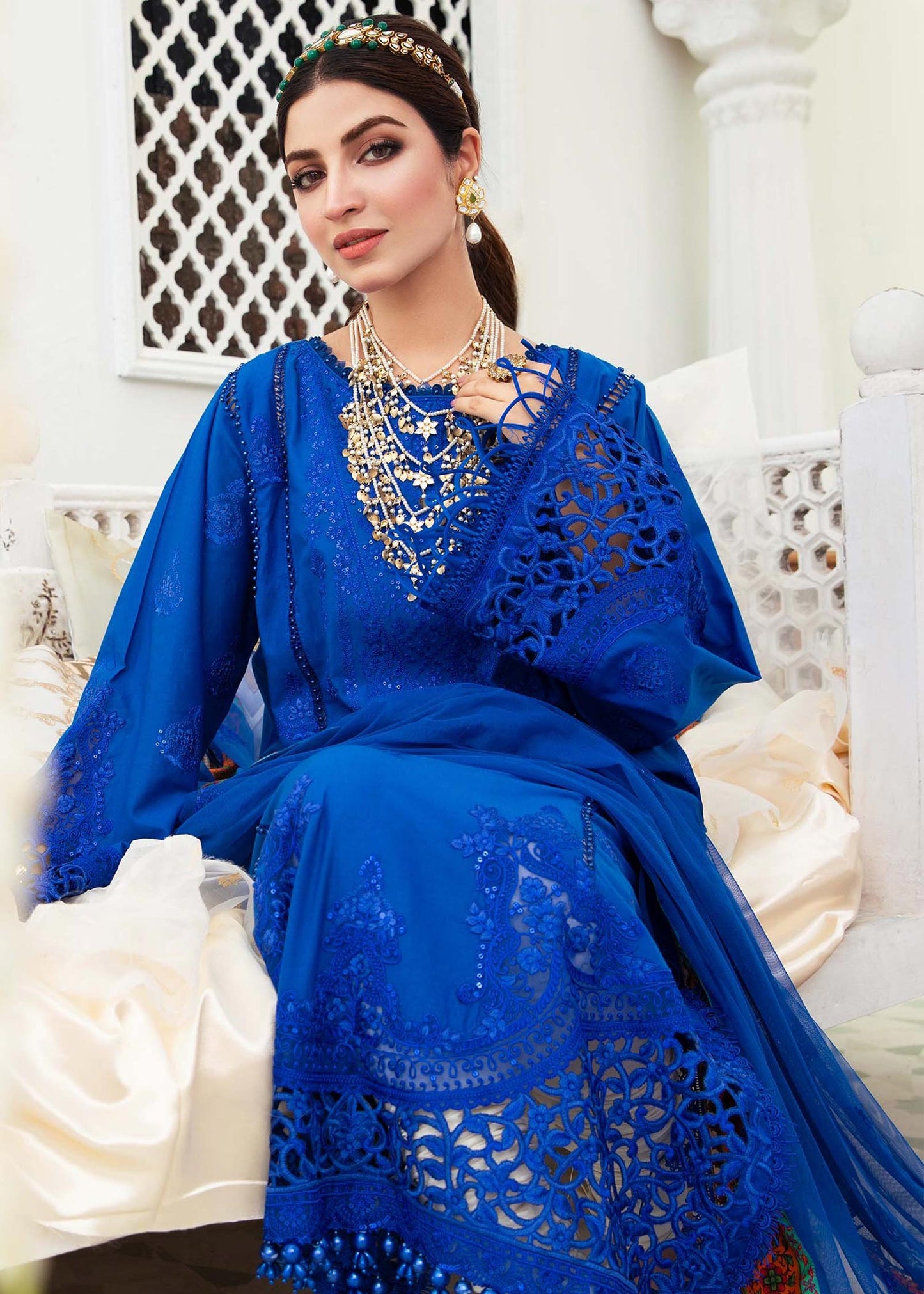 EL-22-08-Cobalt Blue | Maria.B. Lawn Eid Collection 2022 | Unstitched Embroidered Lawn Suit