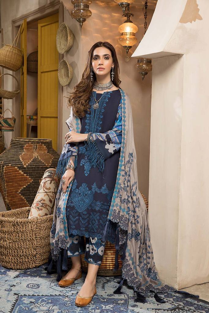 CNW-2 | Charizma Naranji Unstitched Embroidered Khaddar With Embroidered Shawl Vol-1 Collection | Unstitched Embroidered Suit