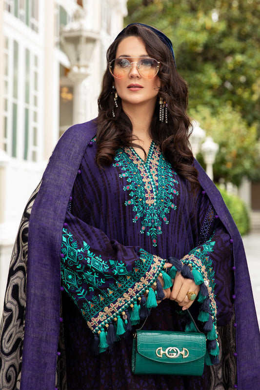 DL-905-Purple | Maria B Winter Linen Unstitched Collection 2021 | Unstitched Embroidered Linen Suits