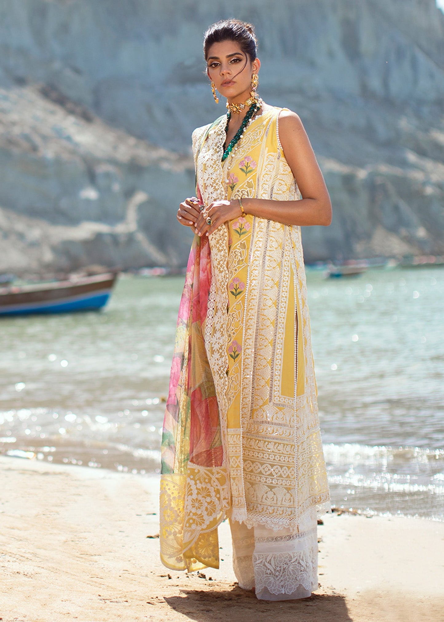 Chikkankari Reinvented - 7B - Sunshine | Crimson Serendipity Luxury Lawn Collection 2022