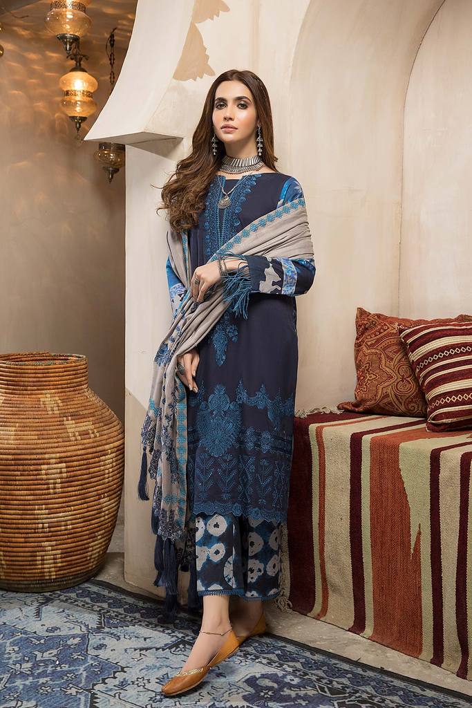 CNW-2 | Charizma Naranji Unstitched Embroidered Khaddar With Embroidered Shawl Vol-1 Collection | Unstitched Embroidered Suit