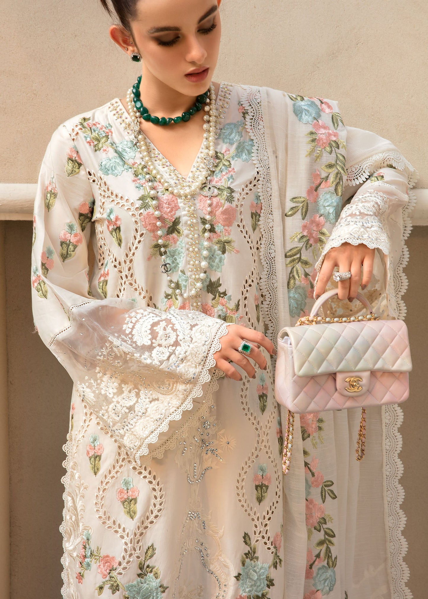 Monsoon Blooms | Crimson X Saira Shakira Eid Pret '22 | Stitched RTW Rib Cambric Suits