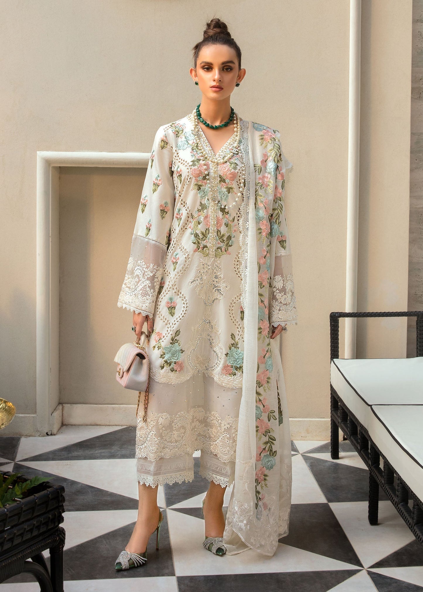 Monsoon Blooms | Crimson X Saira Shakira Eid Pret '22 | Stitched RTW Rib Cambric Suits