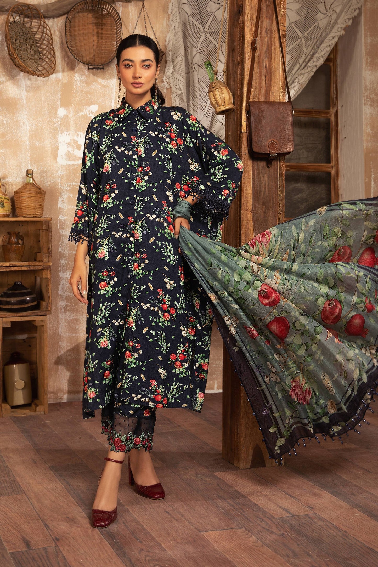 MPT 1210 B | Maria B MPrints Winter Collection 2021 | Unstitched Embroidered Dobby Linen Suits