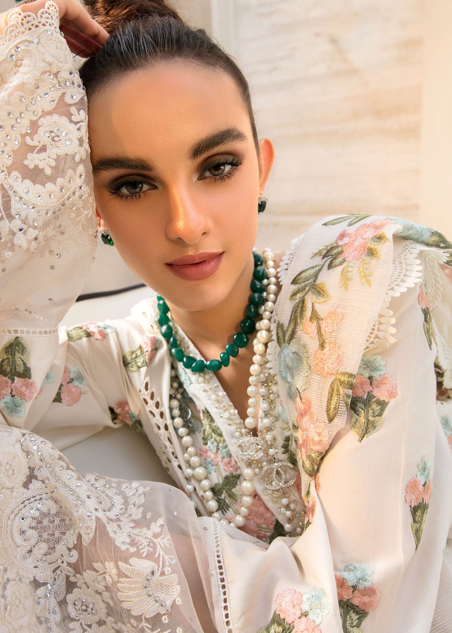 Monsoon Blooms | Crimson X Saira Shakira Eid Pret '22 | Stitched RTW Rib Cambric Suits