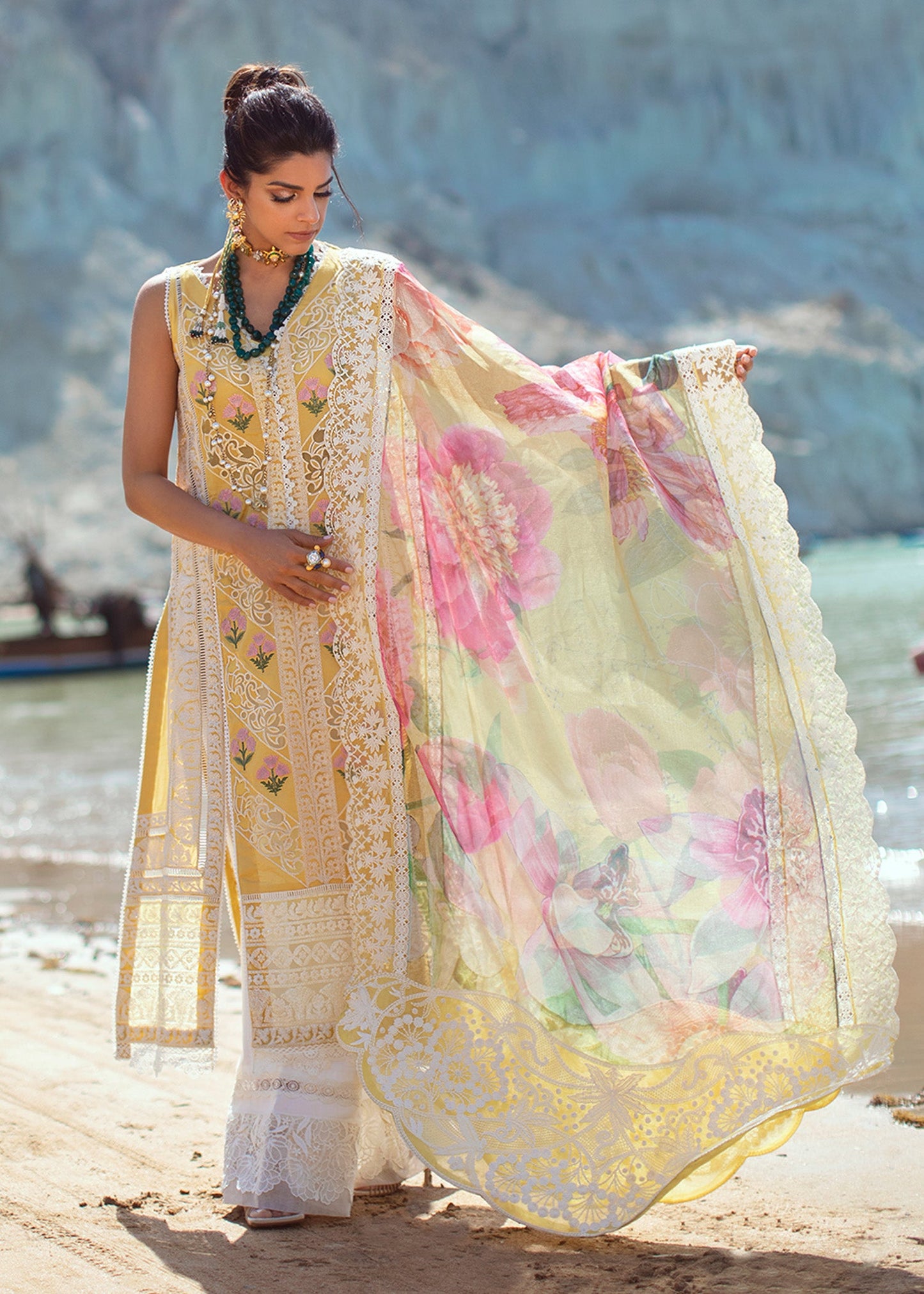 Chikkankari Reinvented - 7B - Sunshine | Crimson Serendipity Luxury Lawn Collection 2022